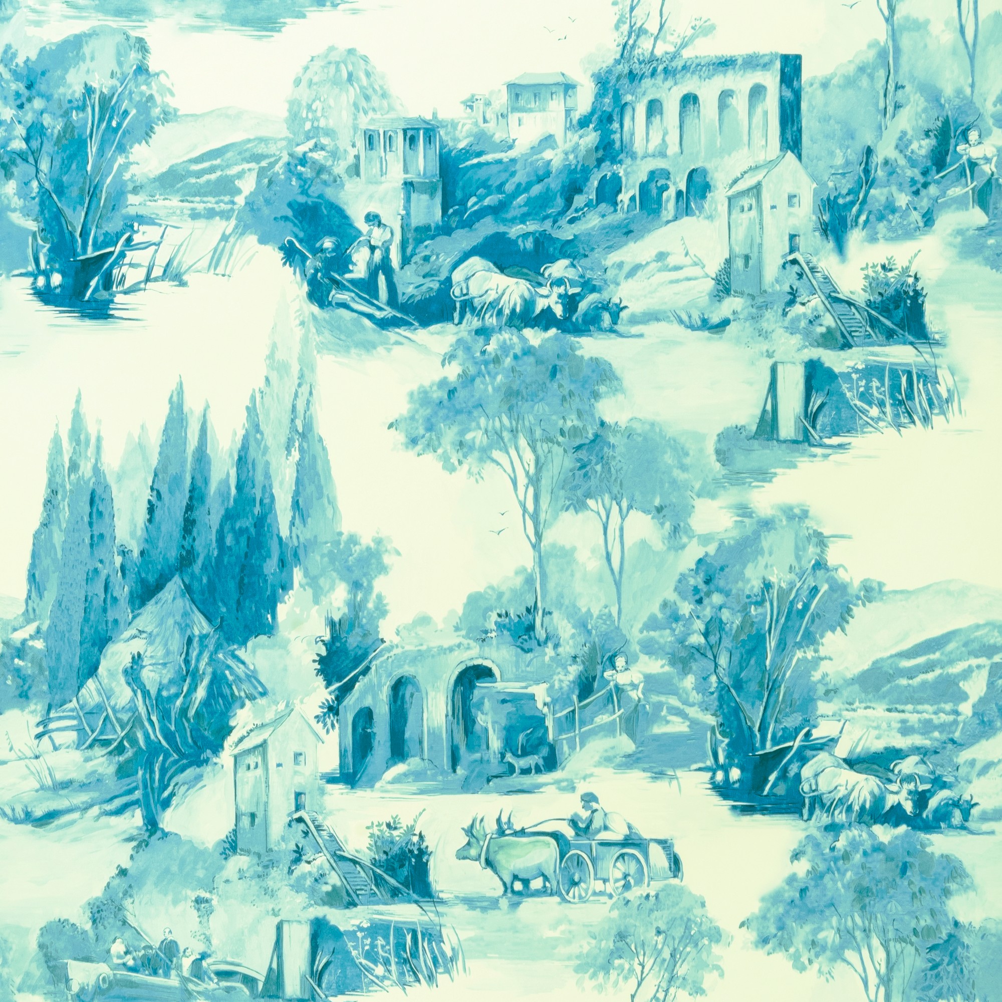 Anastacia Wallpaper W0080 03 By Clarke And Clarke In Delft Blue